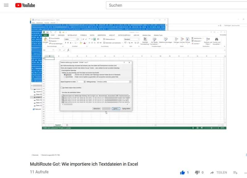 CSV nach Excel bei YouTube erklärt